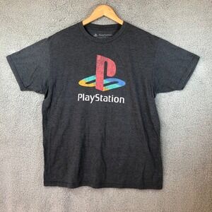 PlayStation Ripple Junction Mens Large Charcoal Gray Distressed Graphic T-Shirt